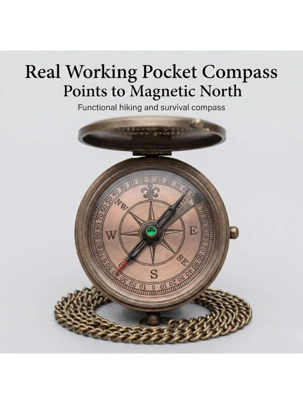 Men's Brown Hiking Adventure Engraved Brass Vintage Style Antique Pocket Compass
